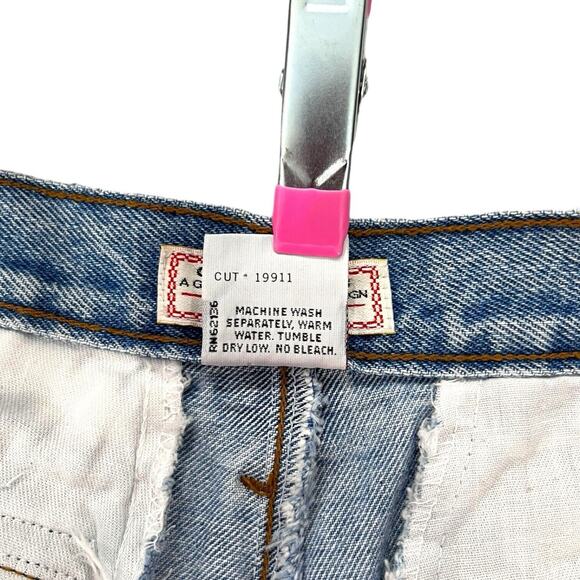 Guess Jean Shorts Womens 30 Blue Red Yellow Ribbon High Waist Y2K American VTG - Picture 5 of 11